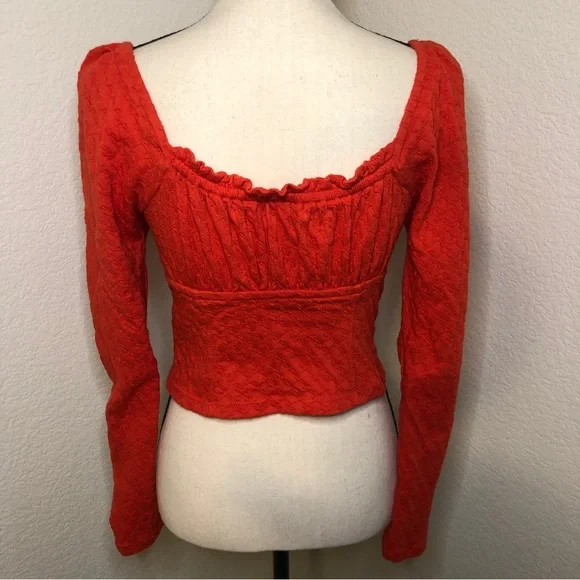 Free People Ladybug Red Long Sleeve Top Size Small - Picture 5 of 14